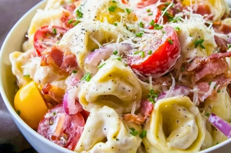Delicious Best Grinder Tortellini Salad with fresh veggies and dressing