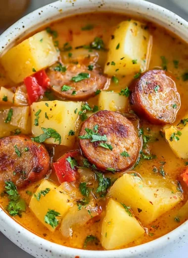 Bowl of flavorful Cajun Potato Soup with spices and herbs
