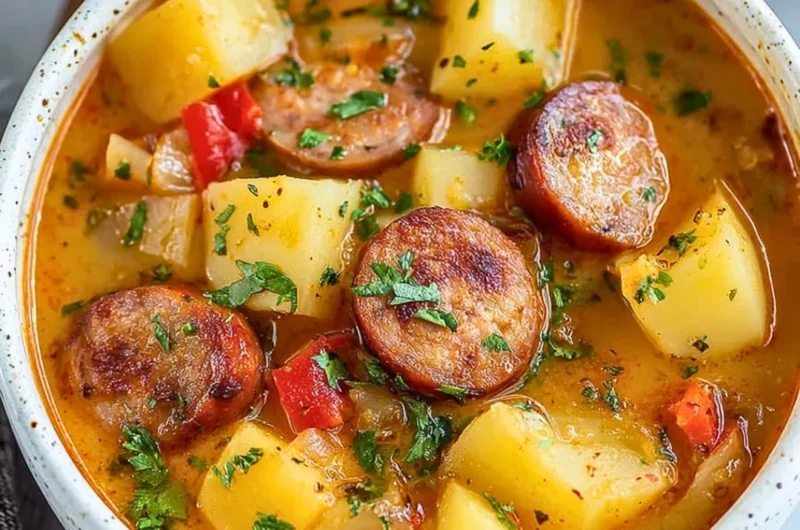 Bowl of flavorful Cajun Potato Soup with spices and herbs