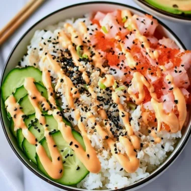 Delicious California Roll Sushi Bowl with fresh ingredients and vibrant colors.