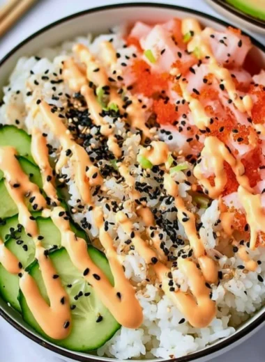 Delicious California Roll Sushi Bowl with fresh ingredients and vibrant colors.