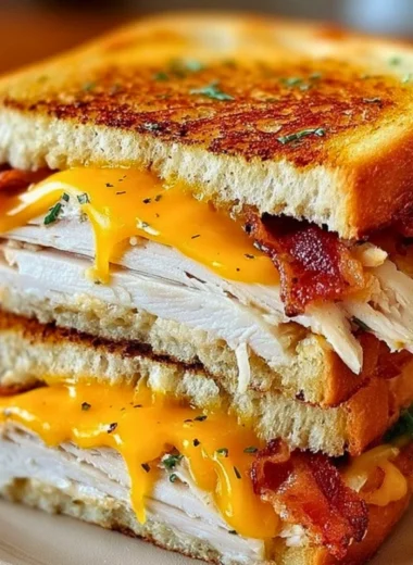 Cheddar and Bacon Turkey Melt sandwich on sourdough bread