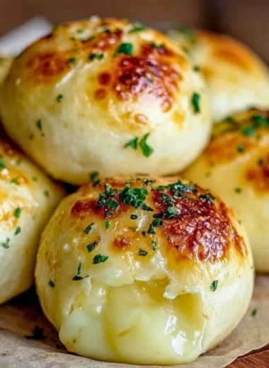 Delicious cheesy garlic bites served on a platter