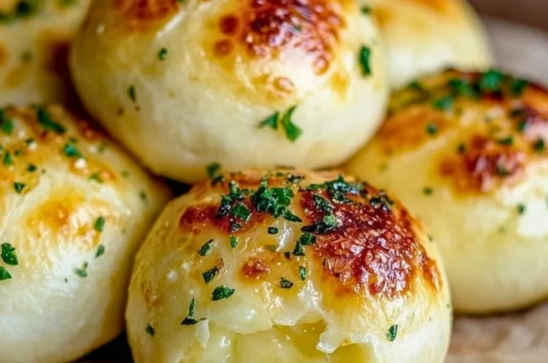Delicious cheesy garlic bites served on a platter
