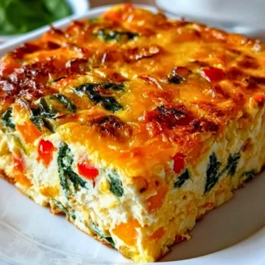 Cottage Cheese and Veggie Bake dish with colorful vegetables
