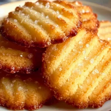 Delicious French salted butter cookies on a white plate