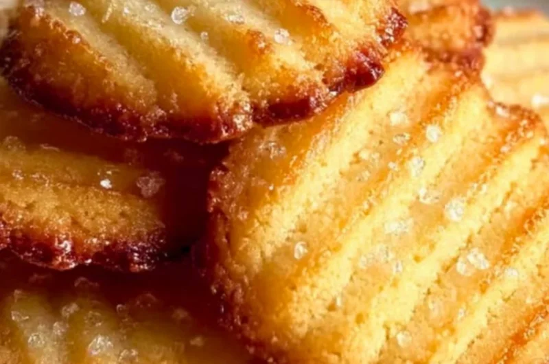 Delicious French salted butter cookies on a white plate