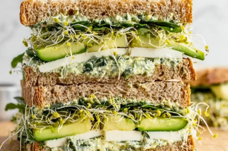 Delicious Green Goddess Sandwich with fresh herbs and vegetables