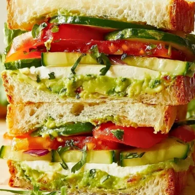 Loaded cucumber and avocado sandwich with fresh herbs and veggies on whole grain bread