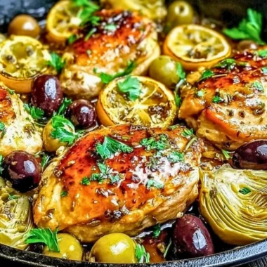 Delicious Mediterranean chicken dish with vibrant vegetables and herbs