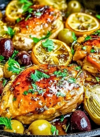 Delicious Mediterranean chicken dish with vibrant vegetables and herbs