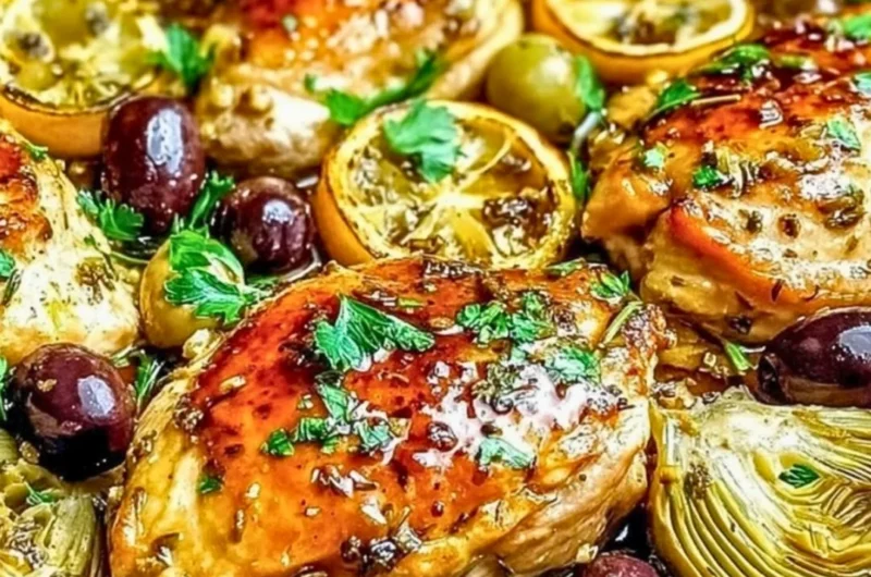 Delicious Mediterranean chicken dish with vibrant vegetables and herbs