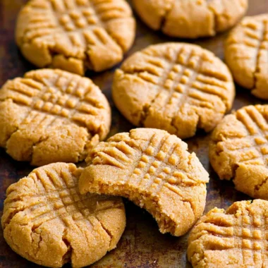 Soft and chewy keto peanut butter cookies on a plate