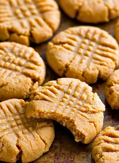Soft and chewy keto peanut butter cookies on a plate