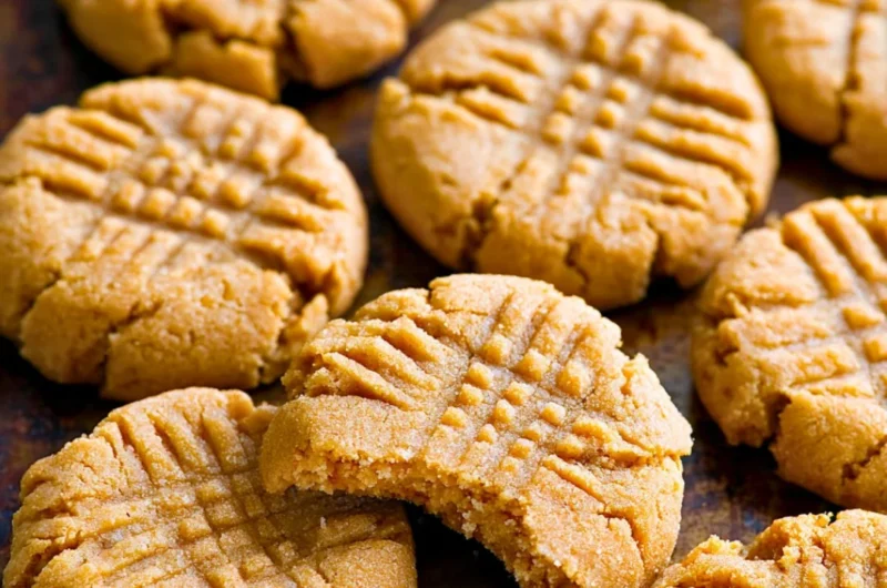 Soft and chewy keto peanut butter cookies on a plate