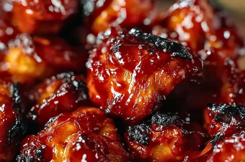 Delicious Sweet Baby Ray's Crockpot Chicken cooking in a slow cooker.