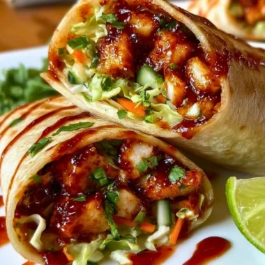 Sweet chili chicken wraps with fresh vegetables and flavorful sauce