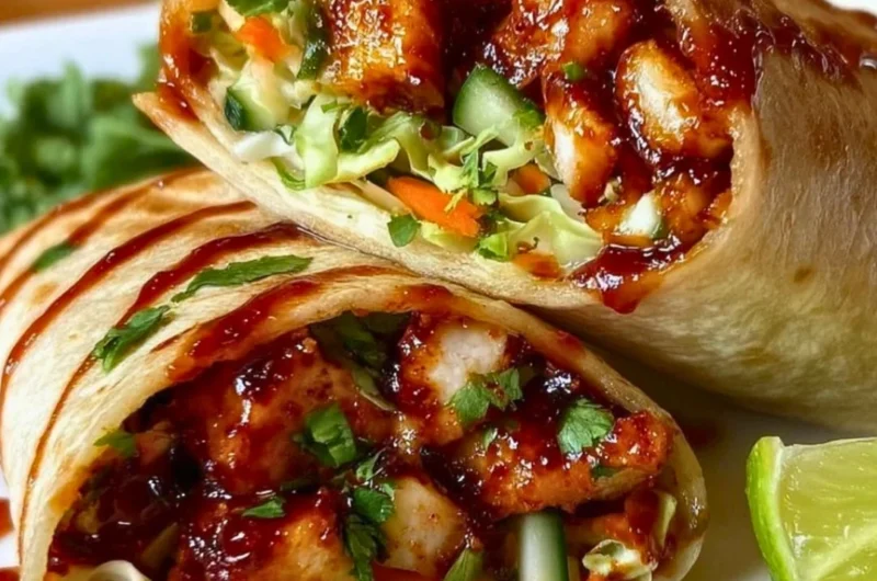 Sweet chili chicken wraps with fresh vegetables and flavorful sauce