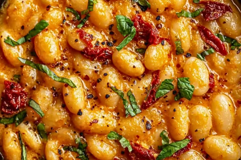 Delicious Tuscan Marry Me Butter Beans dish garnished and ready to serve