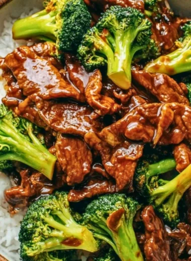 Chinese Beef and Broccoli dish with tender beef and vibrant broccoli