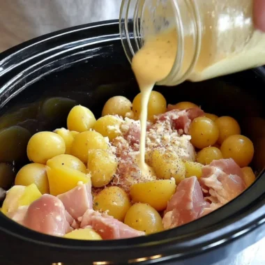 Crock Pot Parmesan Garlic Chicken with potatoes served on a plate
