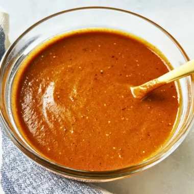 Homemade enchilada sauce in a bowl ready for dipping or pouring over enchiladas.