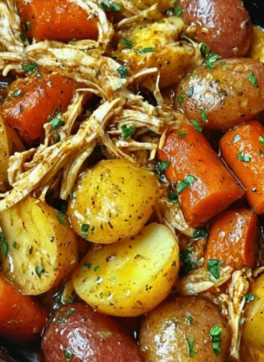 Delicious Garlic Butter Chicken served with herbs and spices, cooked in a crockpot.