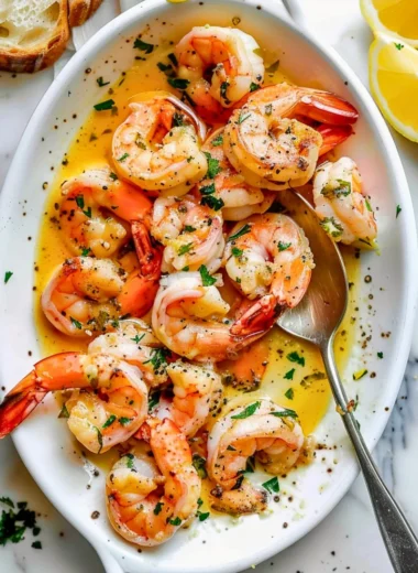 Delicious garlic butter shrimp scampi served in a bowl