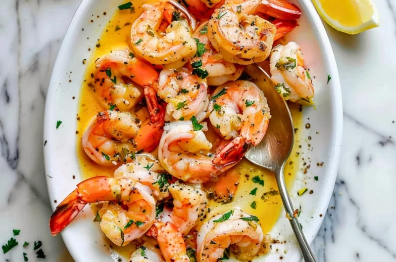 Delicious garlic butter shrimp scampi served in a bowl