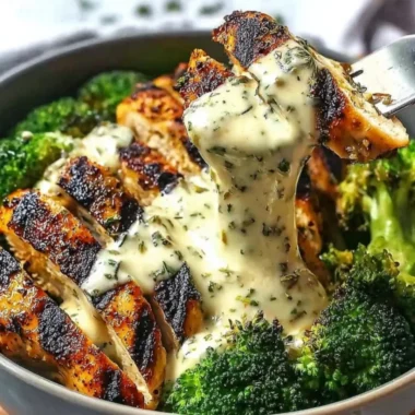 Grilled Chicken Bowls with Broccoli and Creamy Garlic Sauce