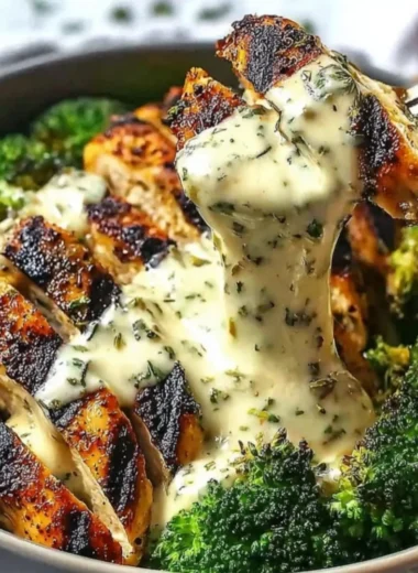 Grilled Chicken Bowls with Broccoli and Creamy Garlic Sauce