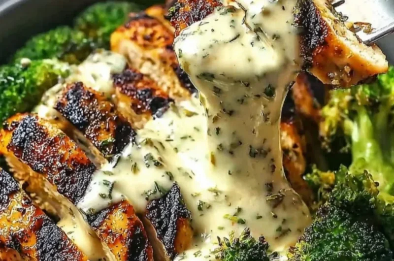 Grilled Chicken Bowls with Broccoli and Creamy Garlic Sauce