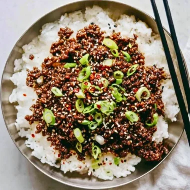 Delicious Korean Beef stir-fry made with ground beef and flavorful spices