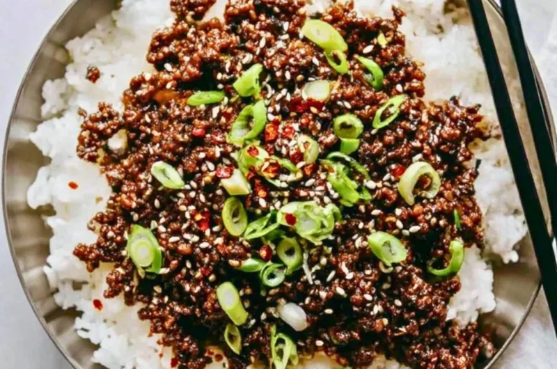 Delicious Korean Beef stir-fry made with ground beef and flavorful spices