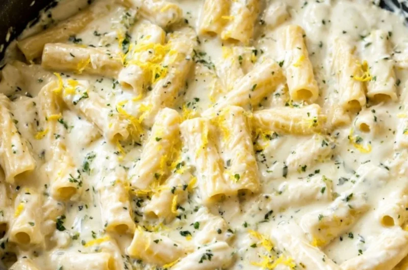 Delicious Lemon Garlic Cream Sauce in a bowl