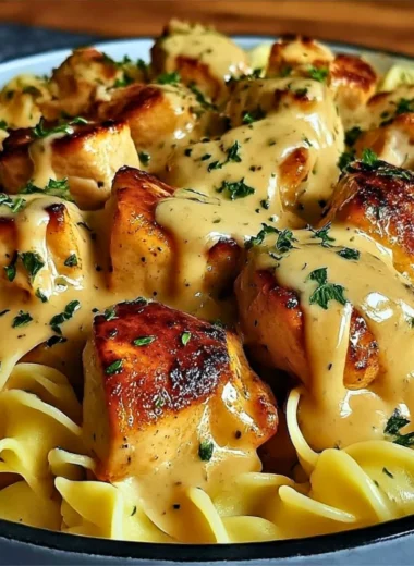 One-Pan Chicken with Buttered Noodles dish ready to serve