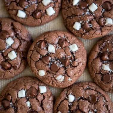 Delicious hot chocolate cookies decorated for Christmas baking