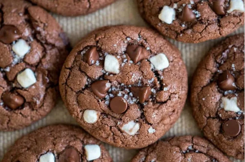 Delicious hot chocolate cookies decorated for Christmas baking
