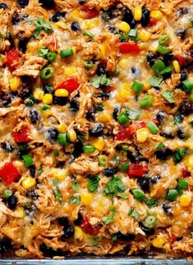 Delicious protein burrito casserole served in a baking dish