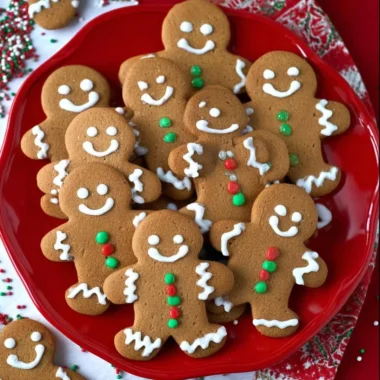 Soft and chewy gingerbread men cookies fresh out of the oven