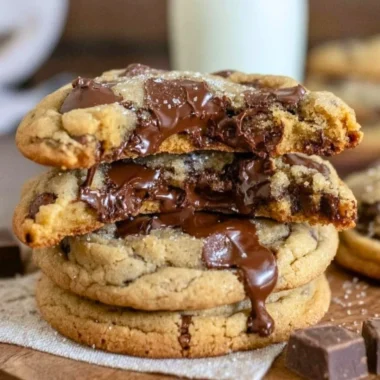 Ultra thick bakery style chocolate chip cookies with crispy edges and gooey centers