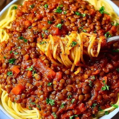 Bowl of Vegan Bolognese with vegetables and pasta