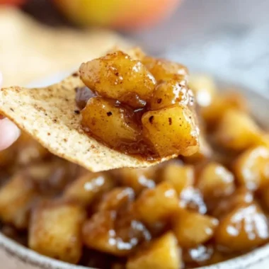 Delicious apple pie dip served in a bowl with cinnamon and apple slices