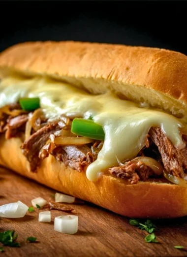 Delicious Authentic Blackstone Philly Cheesesteak on a plate.