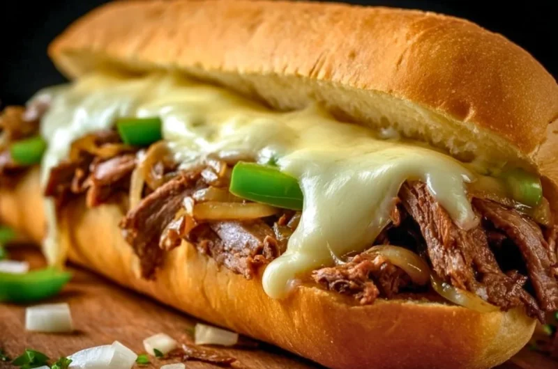 Delicious Authentic Blackstone Philly Cheesesteak on a plate.