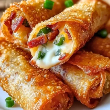 Delicious Bacon Jalapeño Popper Eggrolls with crispy skin and spicy filling