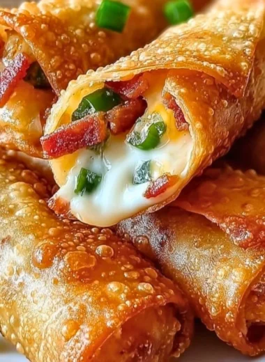 Delicious Bacon Jalapeño Popper Eggrolls with crispy skin and spicy filling