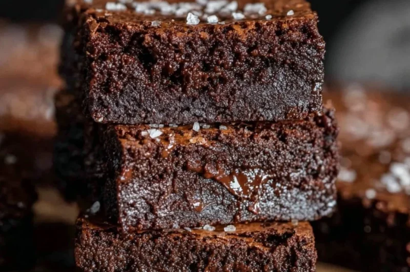 Delicious homemade brown butter brownies on a serving plate.