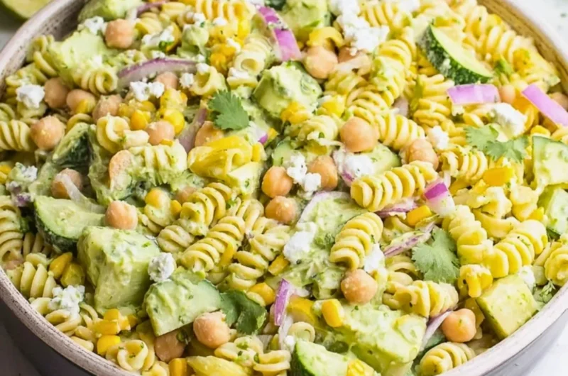 Cilantro Lime Pasta Salad with colorful veggies and a zesty dressing.