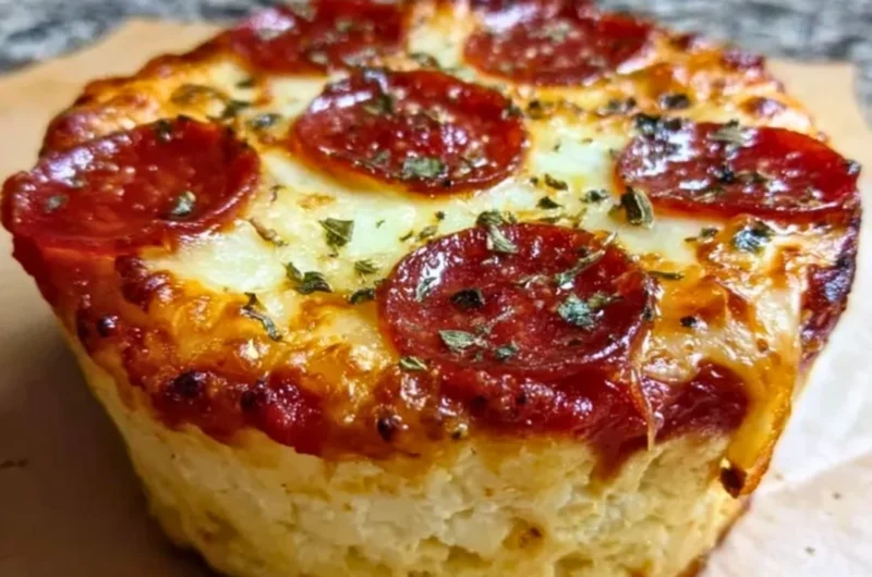 Delicious Cottage Cheese Pizza Bowl topped with fresh vegetables and herbs.
